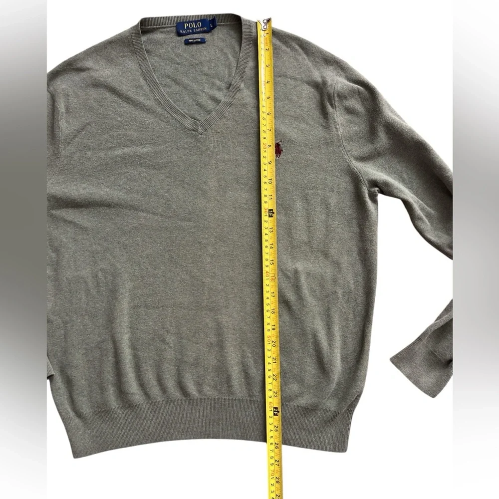 LN polo Ralph Lauren men’s v-neck sweater green Christmas large L - Picture 2 of 6